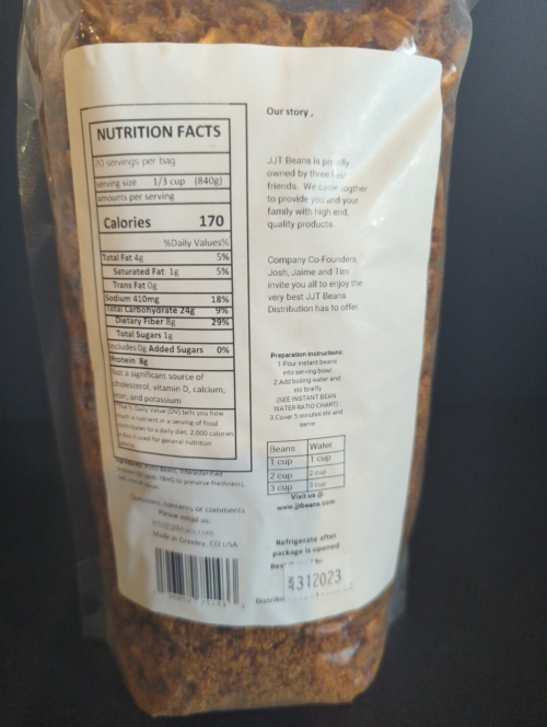 Seasoned Instant Refried Beans Nude Foods Market