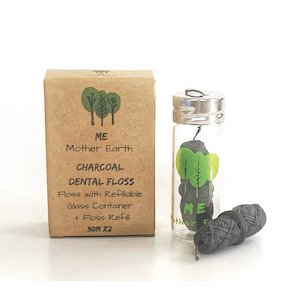Bamboo Floss with Refillable Glass Container