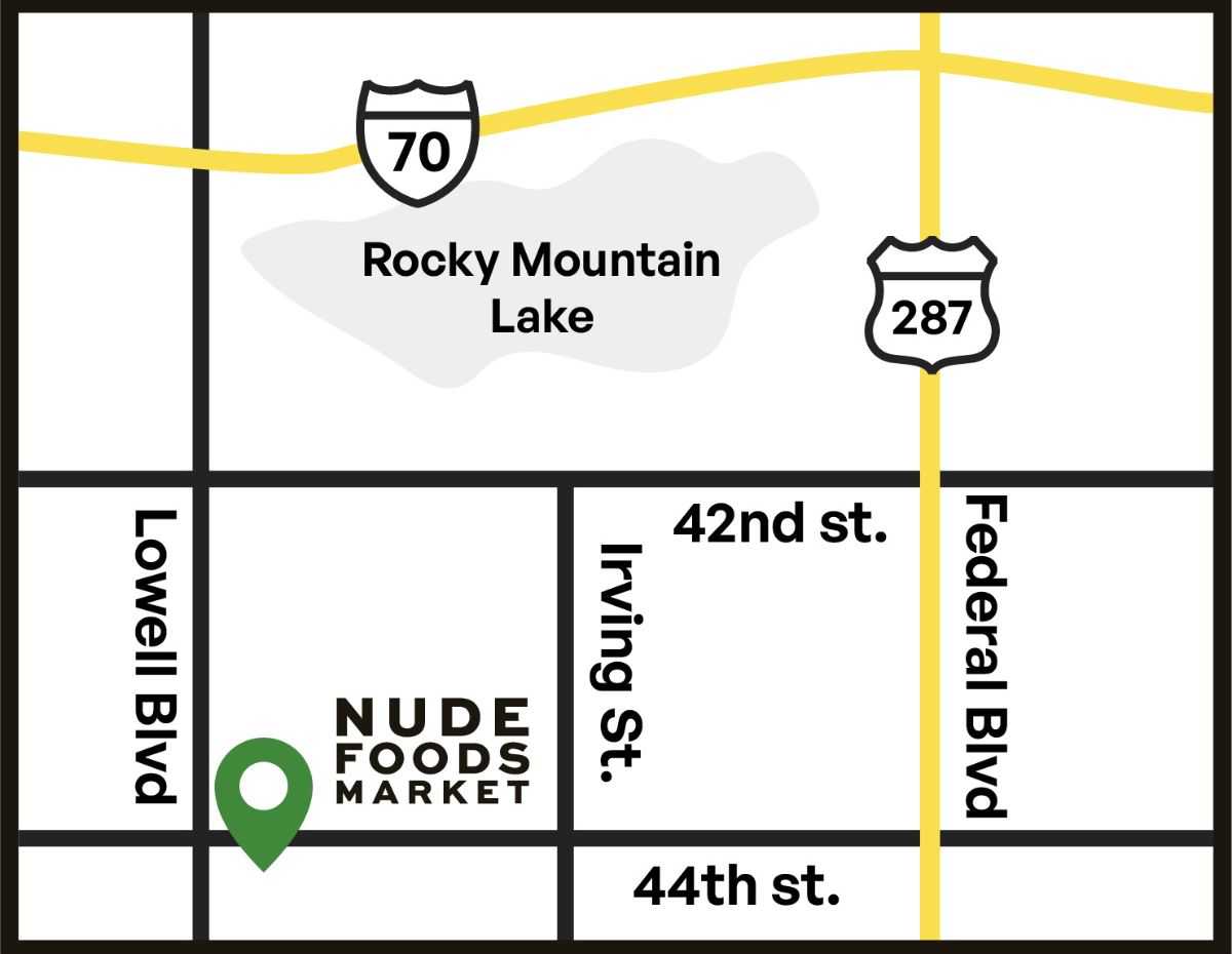 Denver map nude foods market